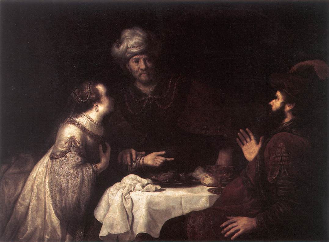 Esther Y Haman Antes De Ahasuerus Victors — Jan Victors