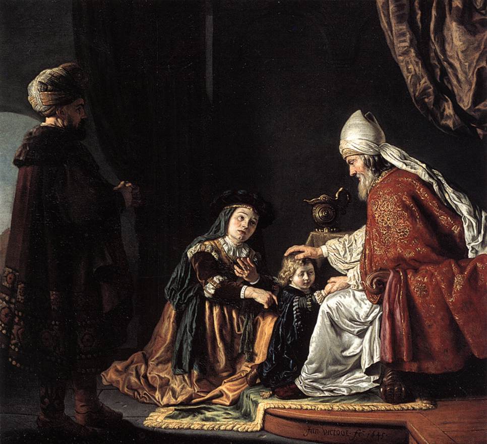 Hannah Giving Her Son Samuel Hacia Priest Victors — Jan Victors