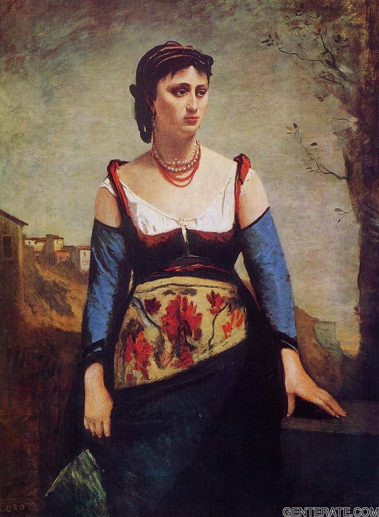 La dama del libro en el jardín de la memoria, Jean-Baptiste-Camille Corot