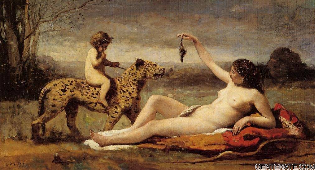 Bacchante Con Panther Corot — Jean Baptiste Camille Corot