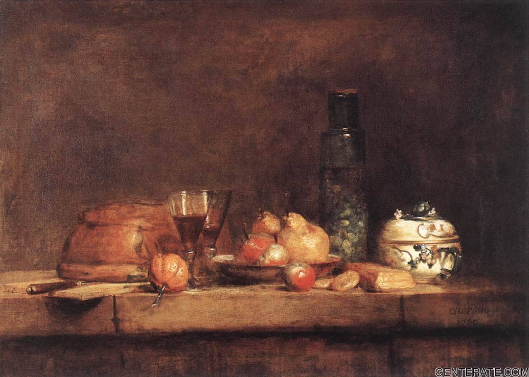 Bodegon Con Jar De Olives Chardin — Jean Baptiste Simeon Chardin