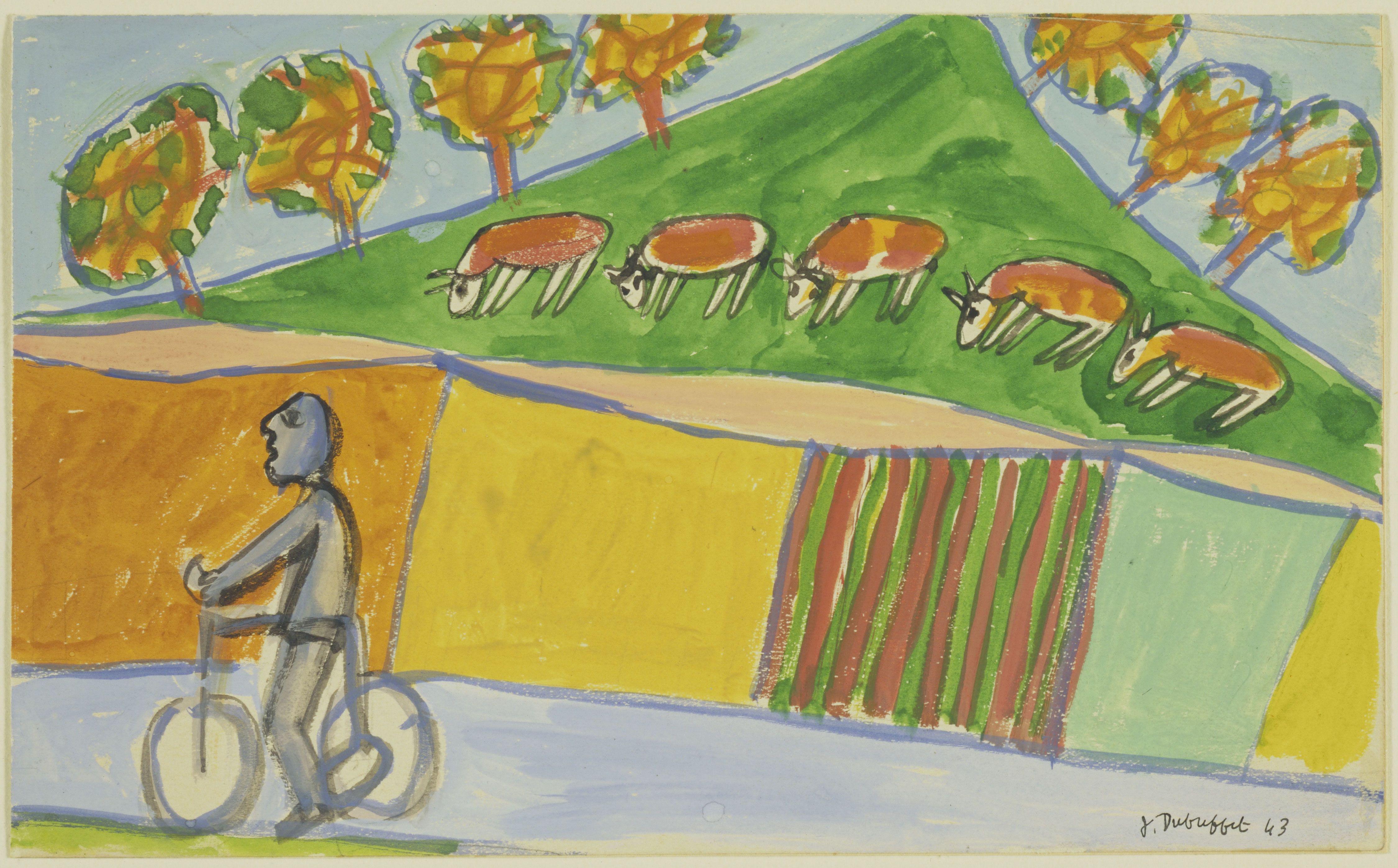 Cyclist Con Five Cows Dubuffet — Jean Dubuffet