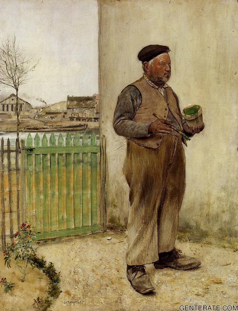 Hombre Having Just Painted His Fence Raffaelli — Jean Francois Raffaelli