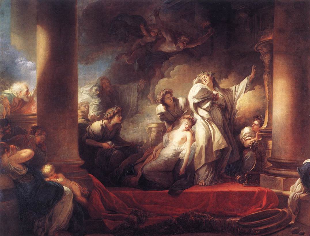Coresus Sacrificing Himselt Hacia Save Callirhoe Fragonard — Jean Honore Fragonard