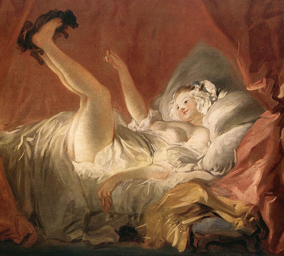 Joven Mujer Jugando Con Perro Fragonard — Jean Honore Fragonard