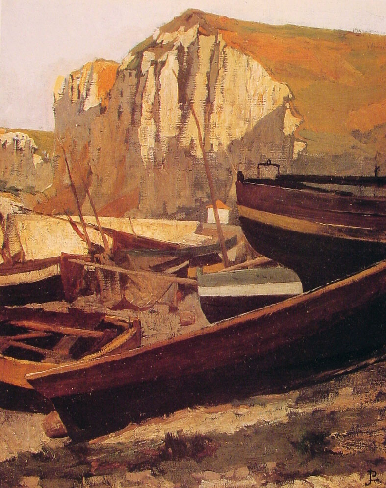 Barcas En Foot De Acantilado En Normandy Laurens — Jean Paul Laurens