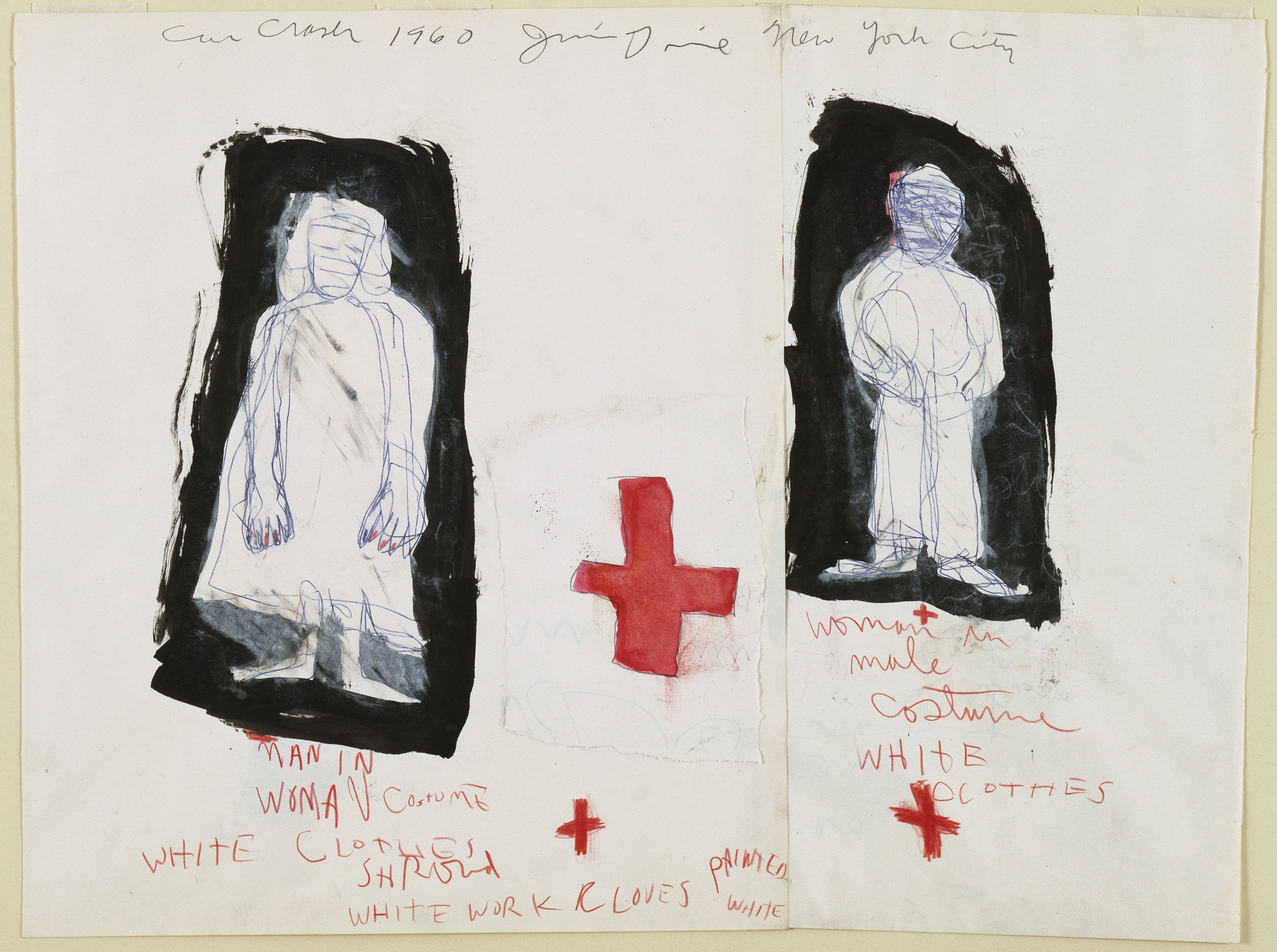 Estudio Para Car Crash Hombre En Mujers Costume Y Mujer En Hombres Costume Dine — Jim Dine