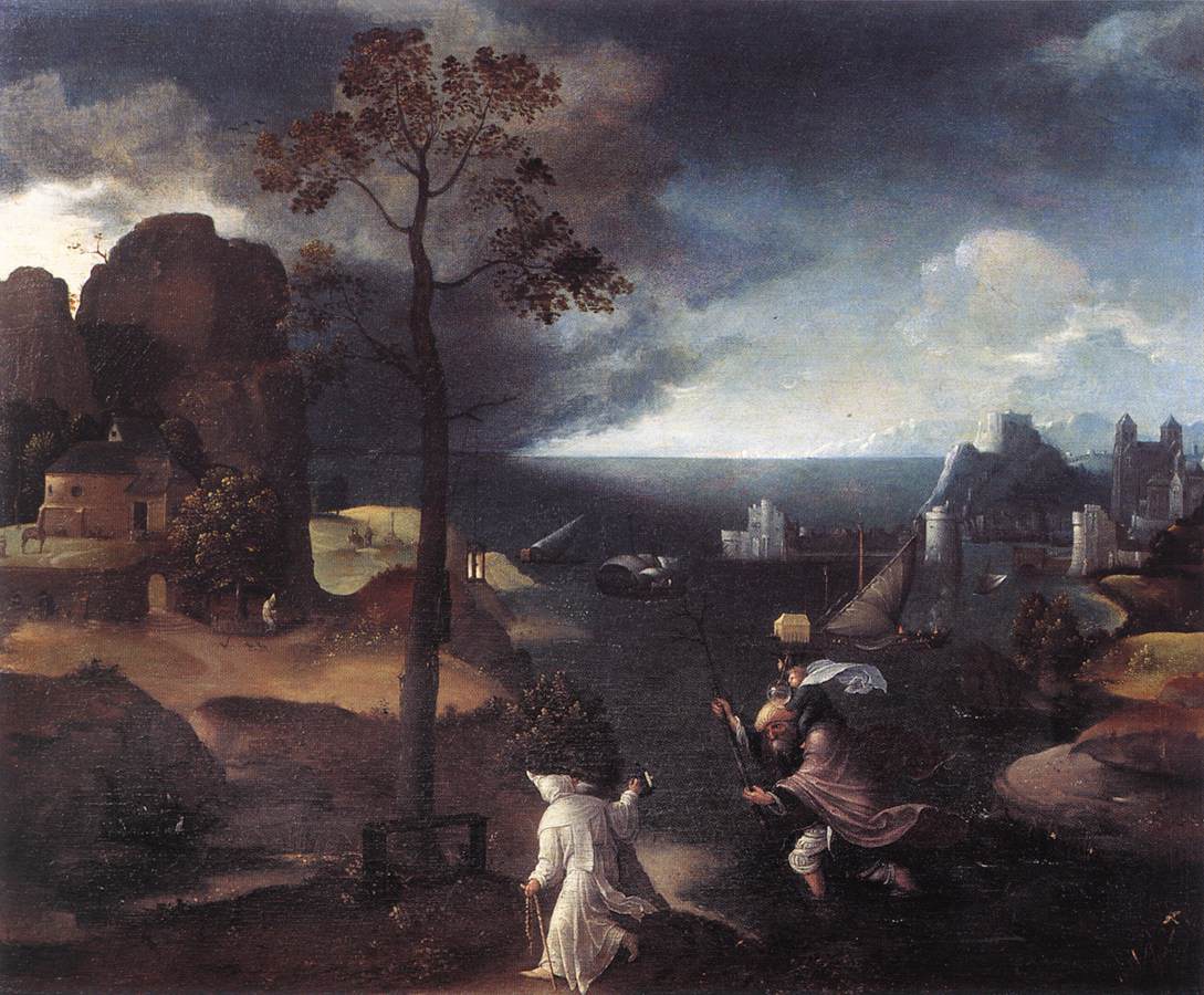 San Christopher Bearing Cristo Nino Patenier — Joachim Patenier