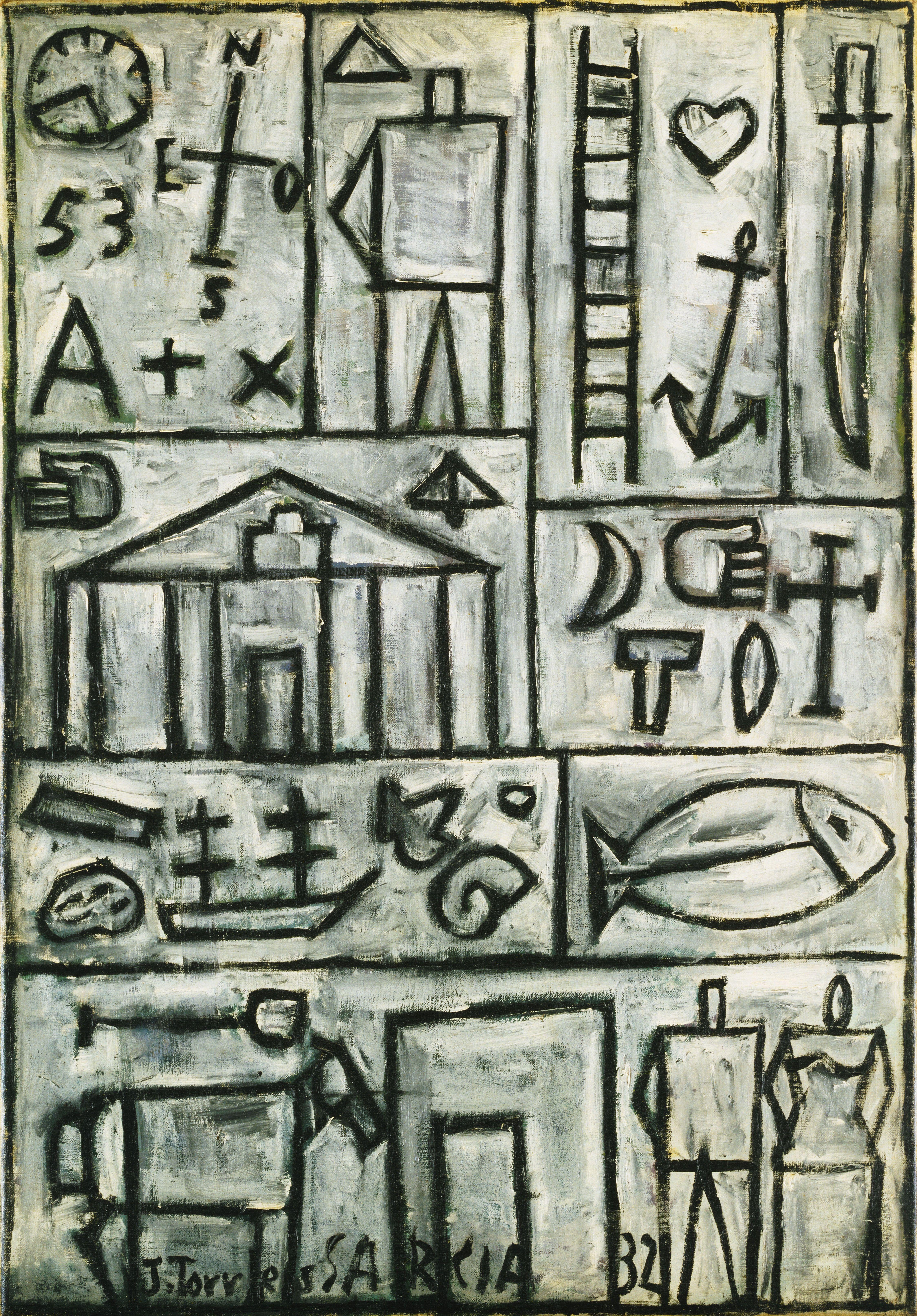 Constructivo en blanco y negro, Joaquín Torres García