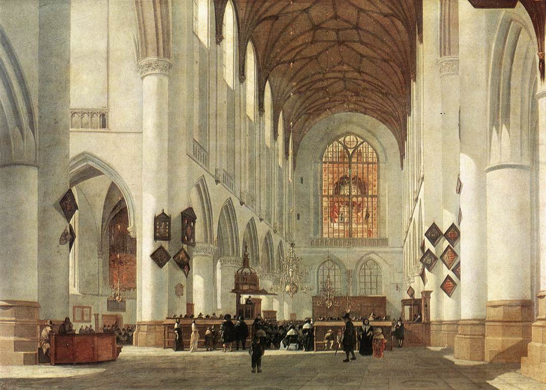 Interior De San Bavo Iglesia En Haarlem Berckheyde — Job Adriaensz Berckheyde