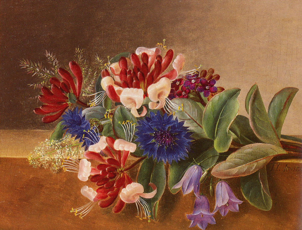 Bodegon Con Honeysuckle Azul Cornflowers Y Bluebell Jensen — Johan Jensen
