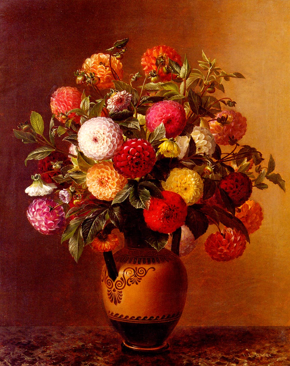 Bodegon De Dahlias En Jarron Jensen — Johan Jensen