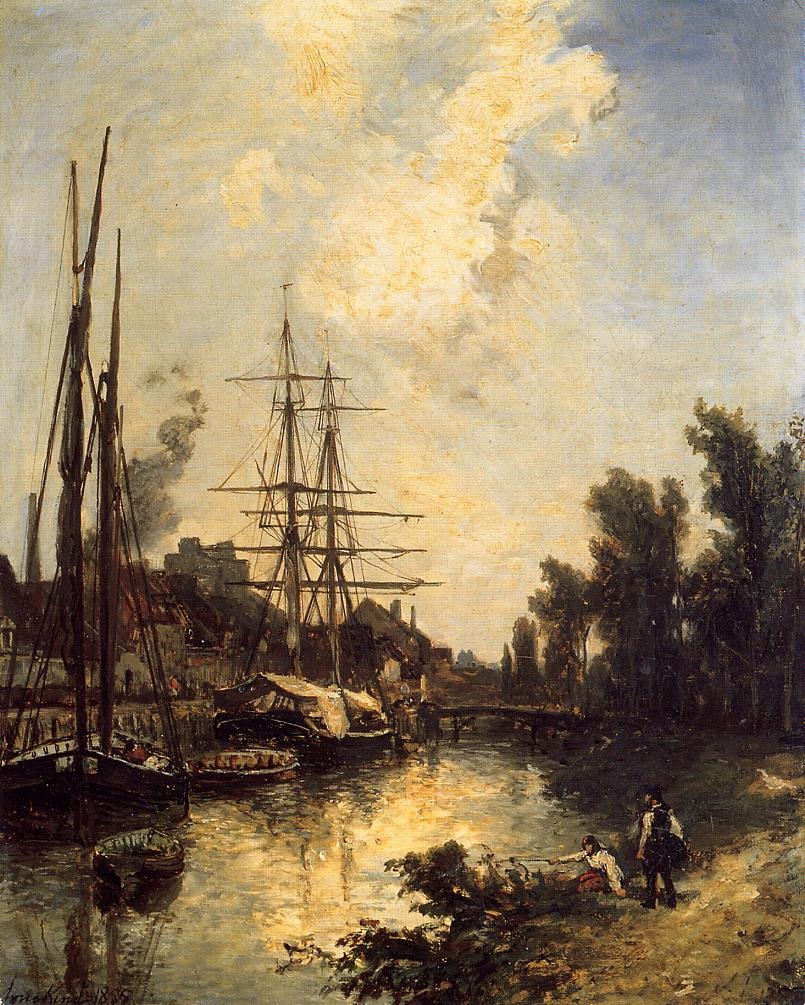 Barcas Dockside Jongkind — Johann Barthold Jongkind