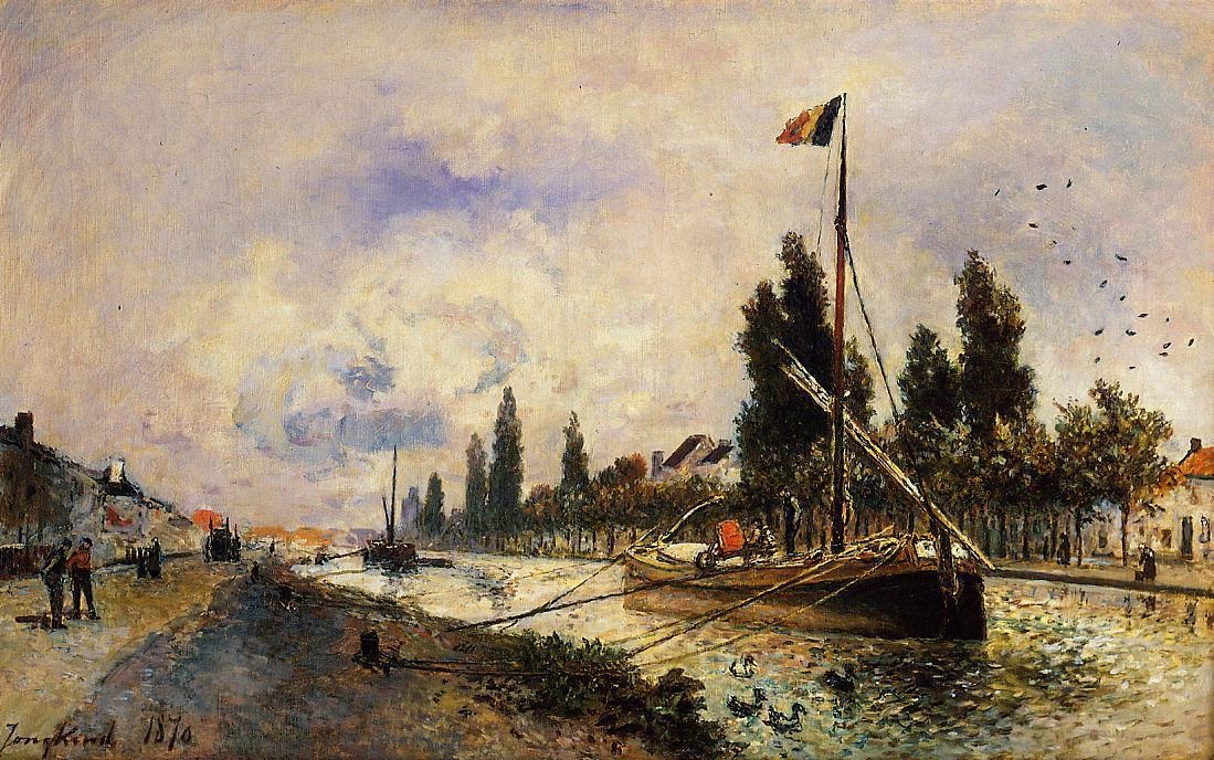 Barge Sobre Canal Cerca De Paris Jongkind — Johann Barthold Jongkind