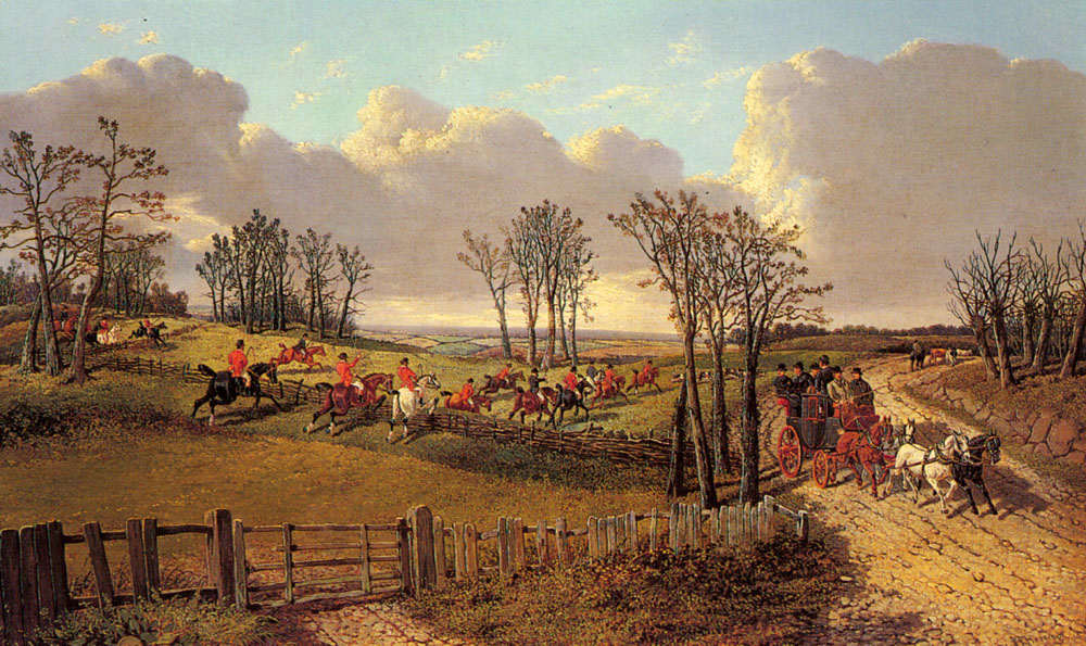 Cazando Escena Con Carruaje Y Four Sobre Open Camino Herring — John Frederick Jr Herring