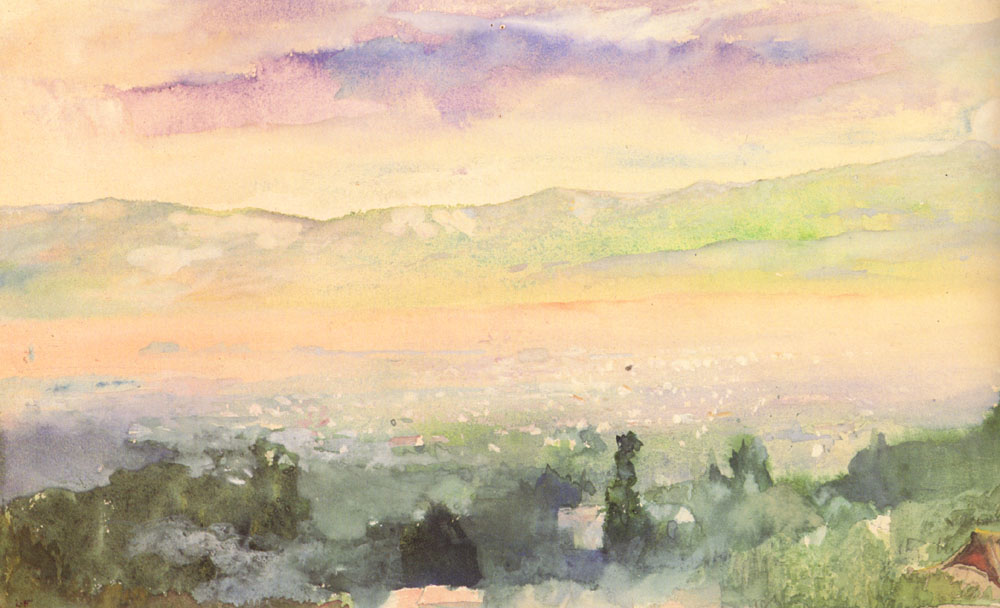 Amanecer En Fog Sobre Kyoto Lafarge — John Lafarge