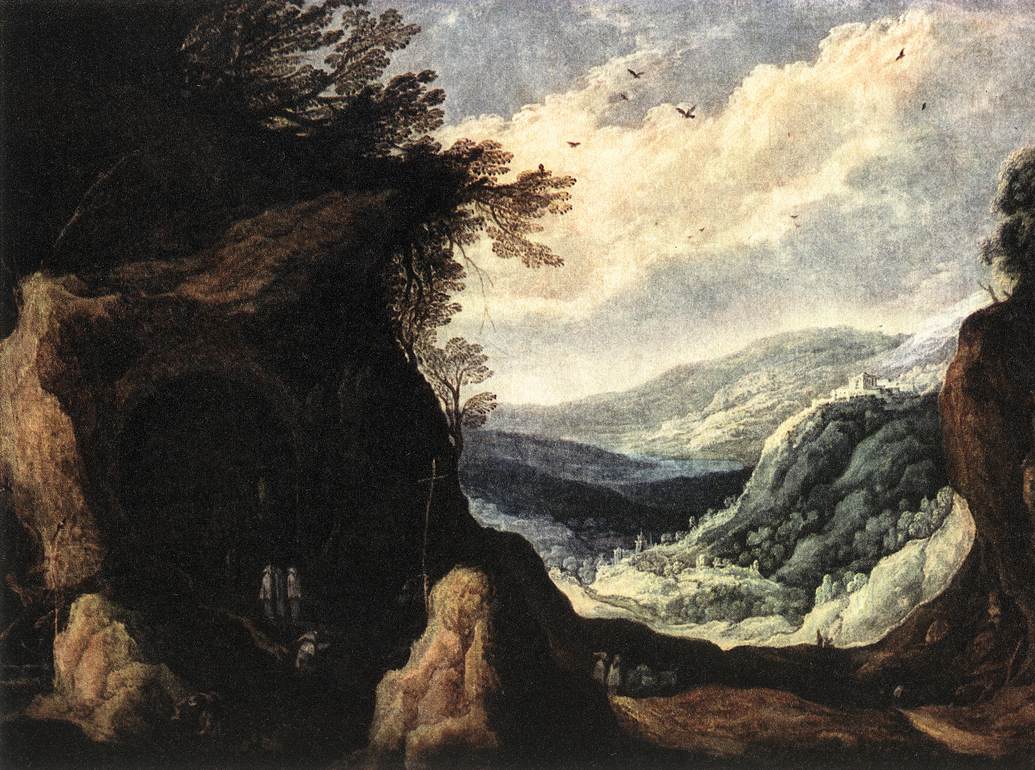 Rocky Paisaje Con Monks Momper — Joos De Momper