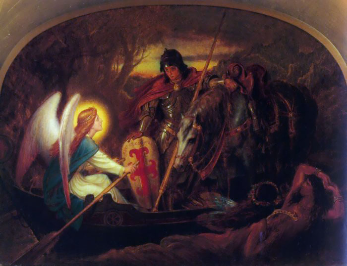 How Angel Rowed Sir Galahad Across Dern Mere Paton — Joseph Noel Paton