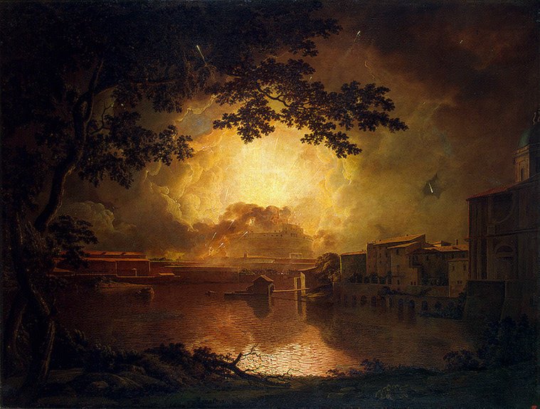 Firework Display En Castel Sant Angelo En Roma Wright — Joseph Wright