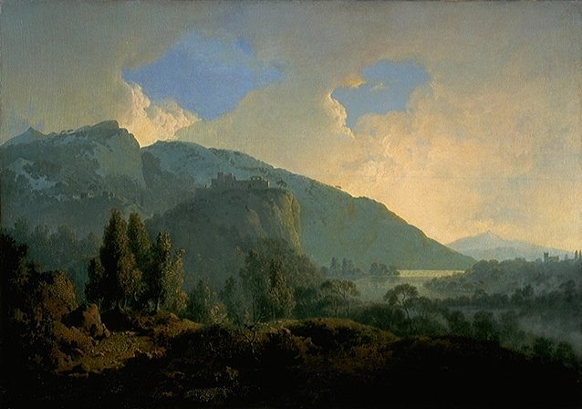 Italian Paisaje Con Mountains Y Rio Wright — Joseph Wright