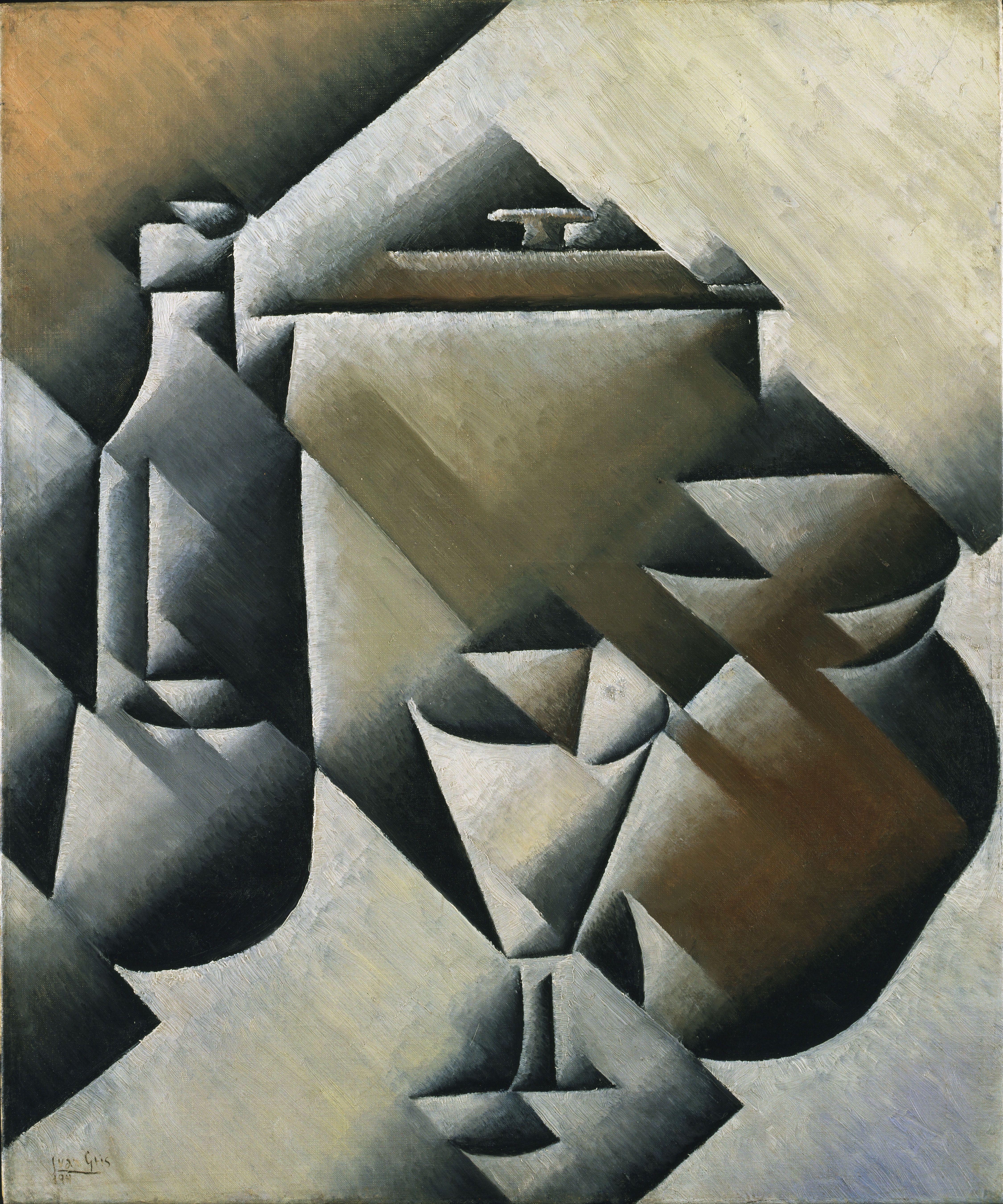 Jar Botella Y Vaso Gris — Juan Gris