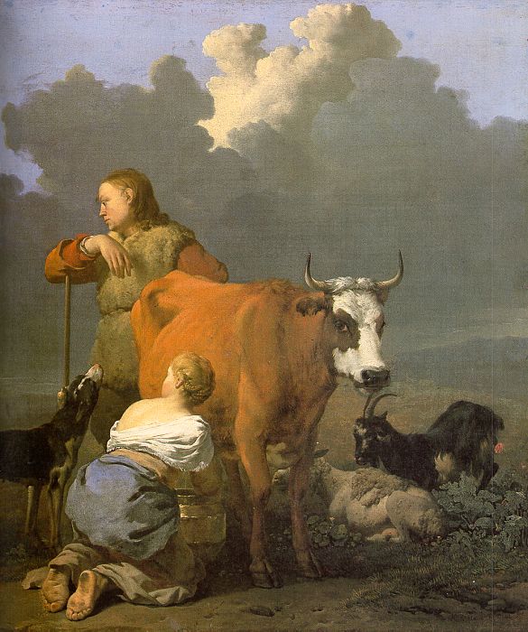 Mujer Milking Rojo Vaca Dujardin — Karel Dujardin