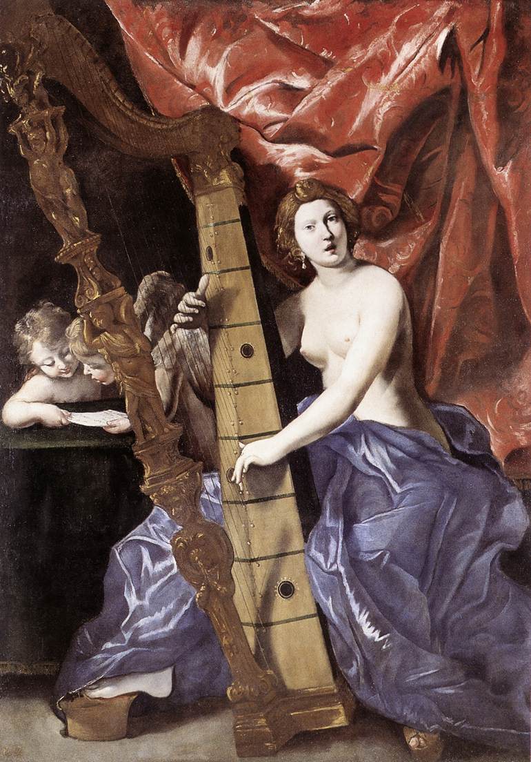 Venus Jugando Harp Alegoria De Musica Lanfranco — Lanfranco