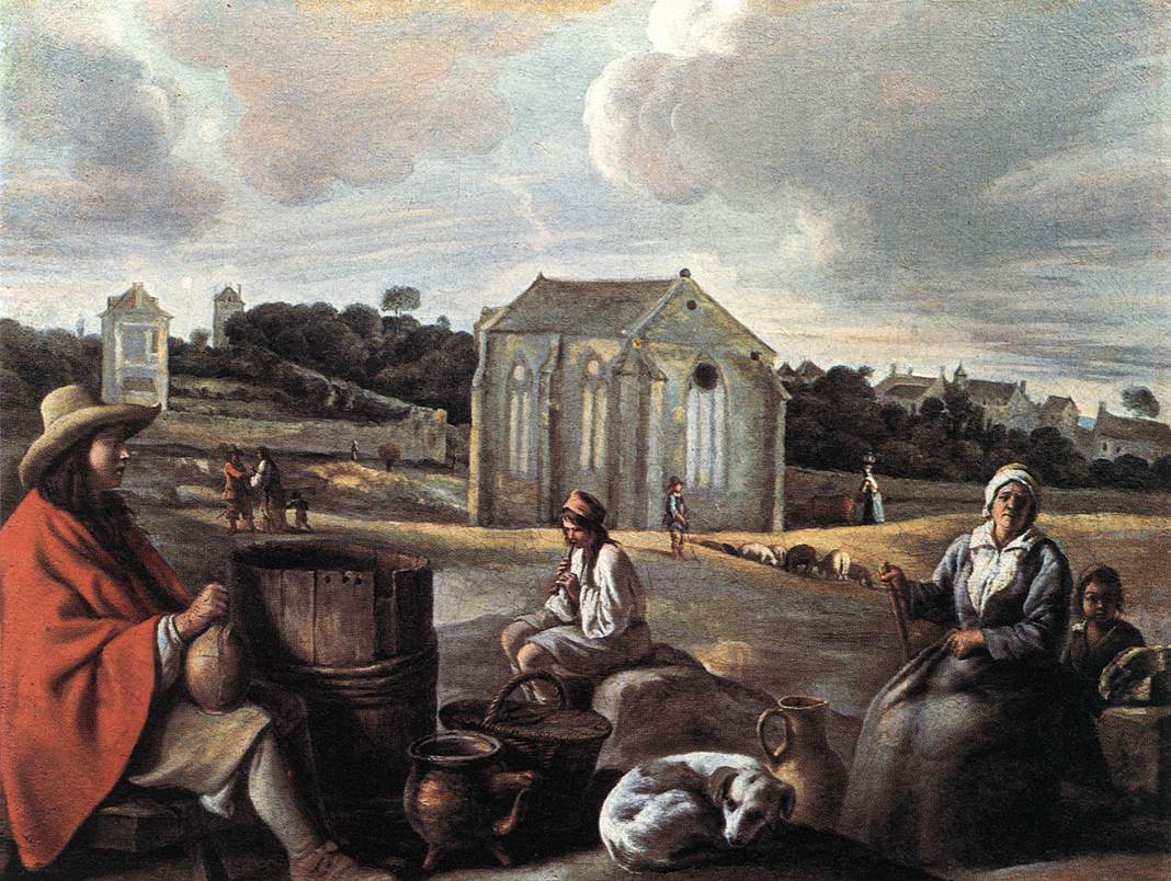Paisaje Con Peasants Y Capilla Brothers — Le Nain Brothers