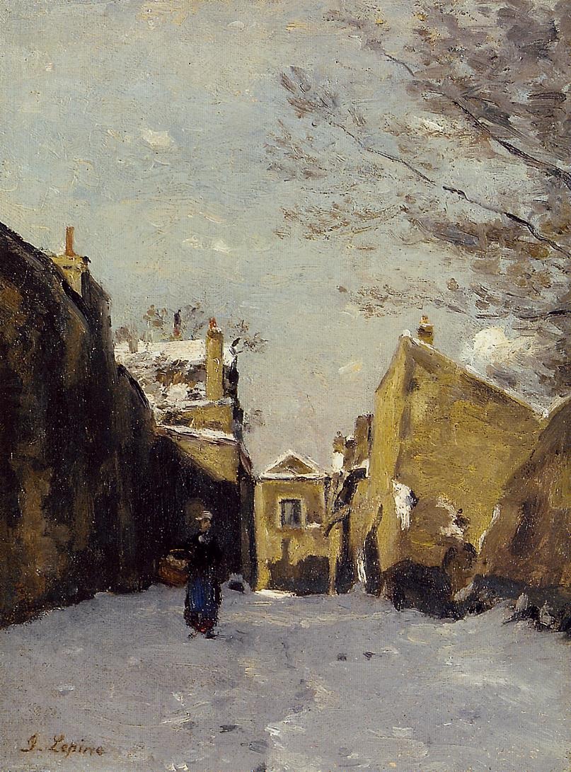Calle En Montmartre Nieve Effect Stanislas — Lepine Stanislas