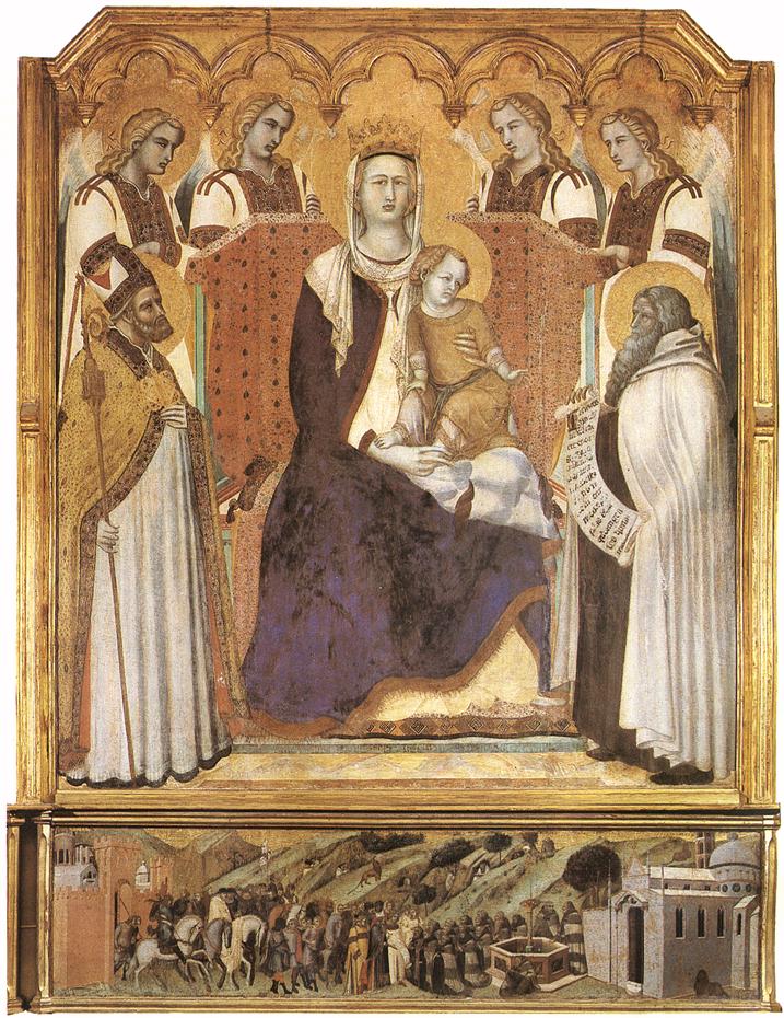Madonna Con Angeles Entre San Nicholas Y Profeta Elisha Lorenzetti — Lorenzetti