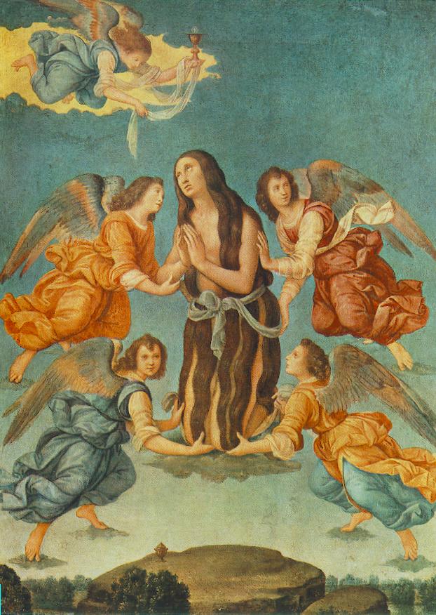 Angel Brings Sagrado Communion Hacia Mary Magdalen Credi — Lorenzo Di Credi