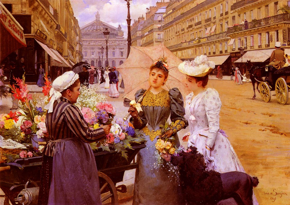 Marchande De Fleurs Avenue De Lopera Schryver — Louis De Schryver