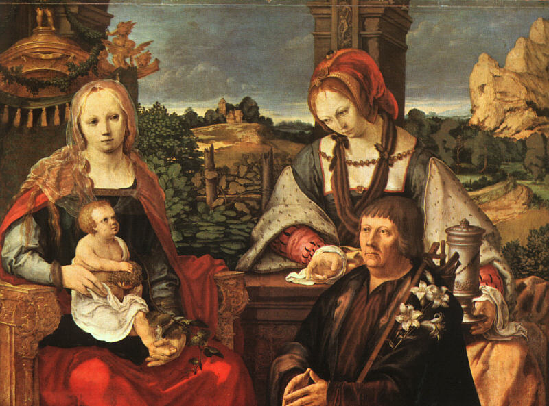 Madonna Y Nino Con Mary Magdalene Y Donor Leyden — Lucas Van Leyden