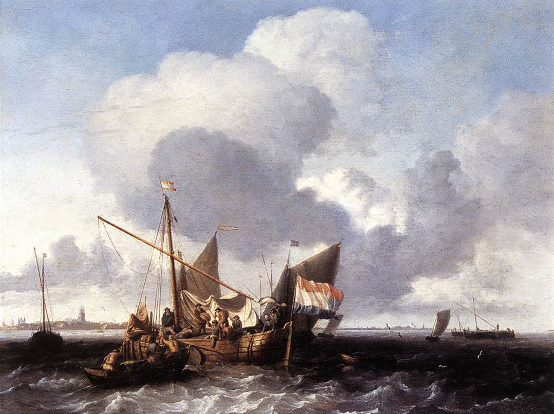 Ships Sobre Zuiderzee Antes De Fort De Naarden Backhuysen — Ludolf Backhuysen