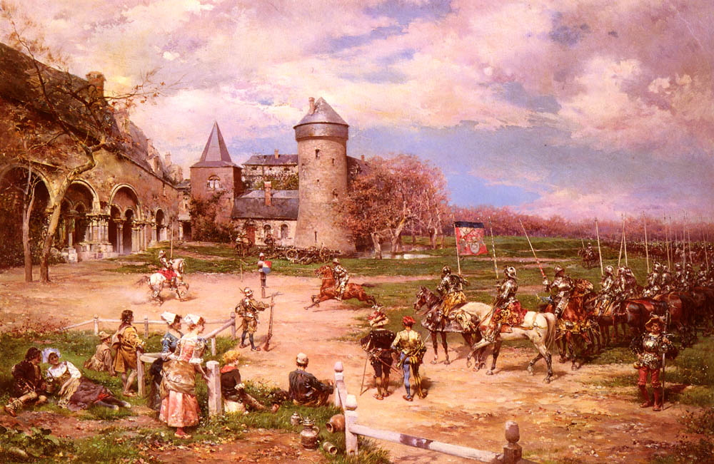 Italian Soldados En Court De Honor Castillo De Potois Marchetti — Ludovico Marchetti