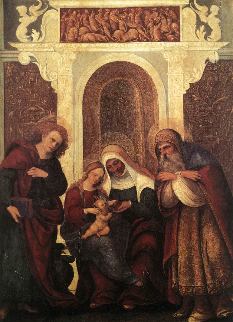 Madonna Y Nino Con Saints Mazzolino — Ludovico Mazzolino