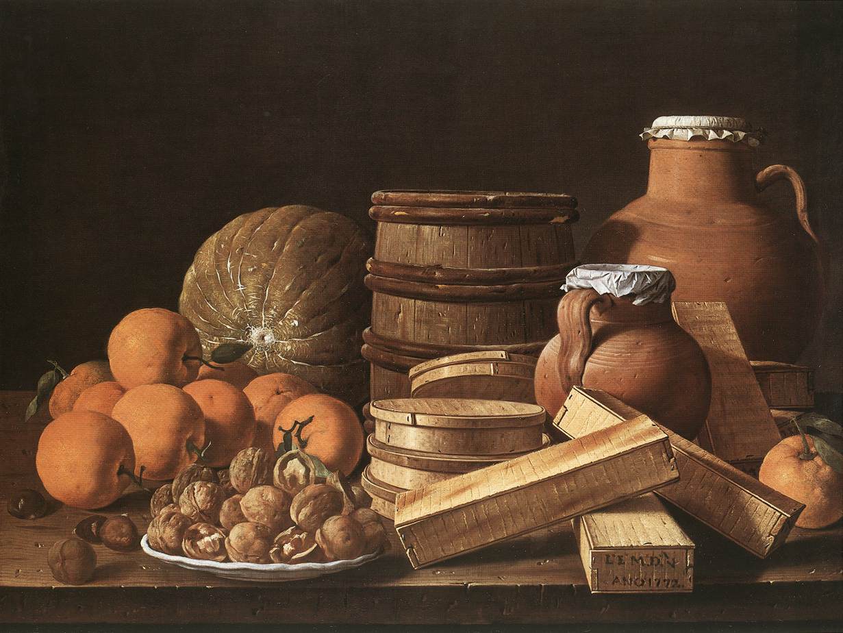 Bodegon Con Oranges Y Walnuts Melendez — Luis Melendez