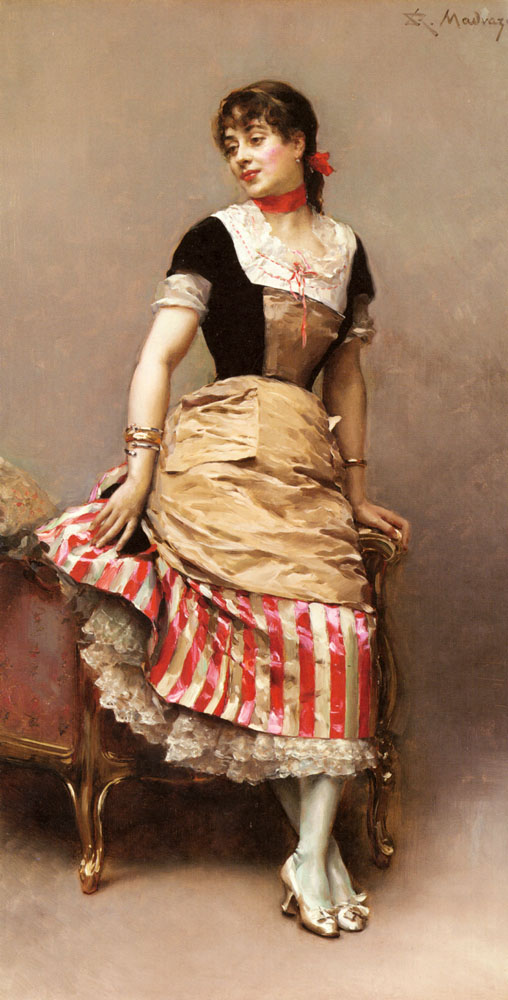 Retrato De Aline Masson Leaning Sobre Sofa Madrazo — Madrazo