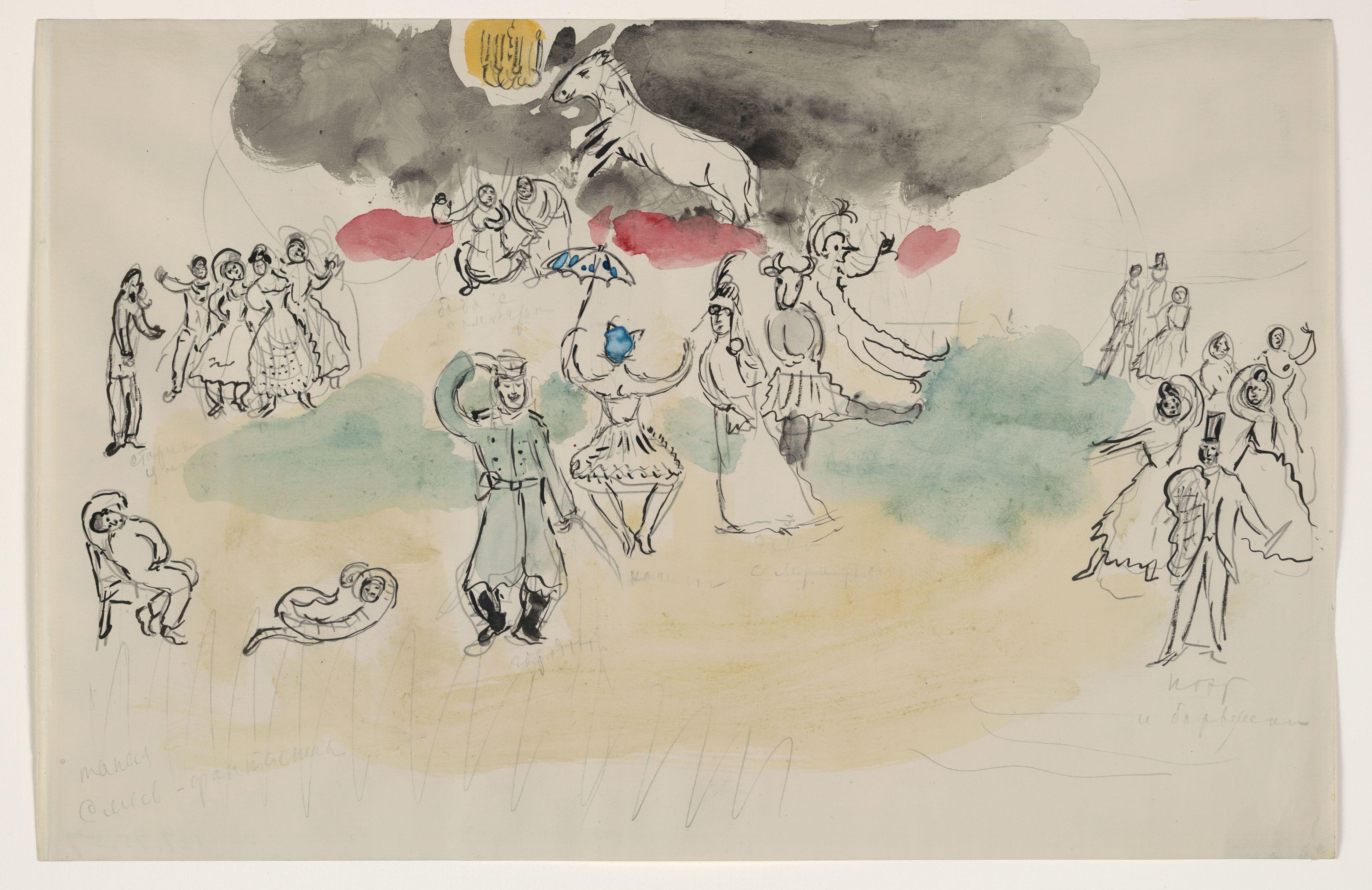Alekos Fantasy Boceto Para Choreographer Para Aleko Chagall — Marc Chagall — Expresionismo