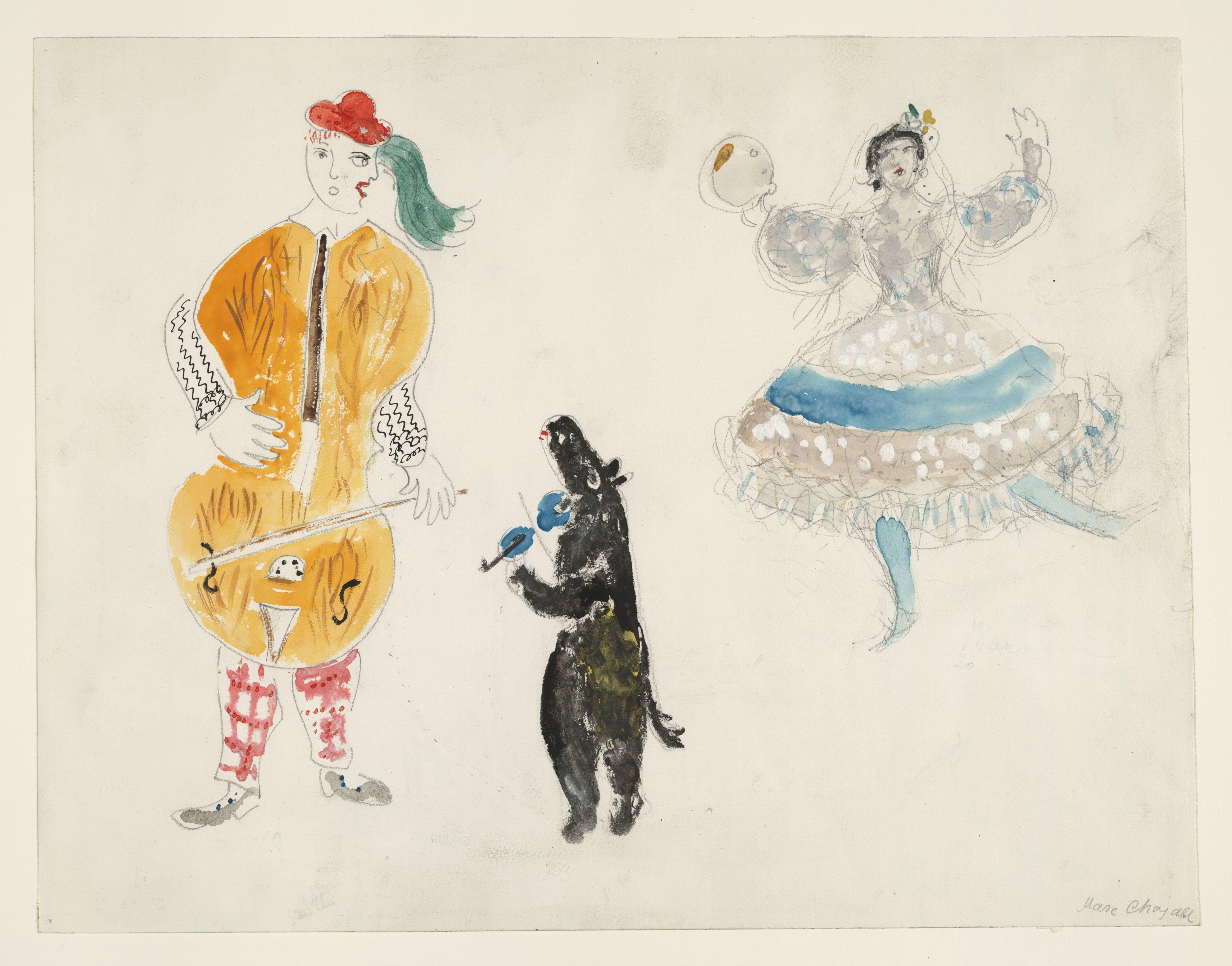 Bandura Player Bear Y Zemphira Chagall — Marc Chagall — Expresionismo