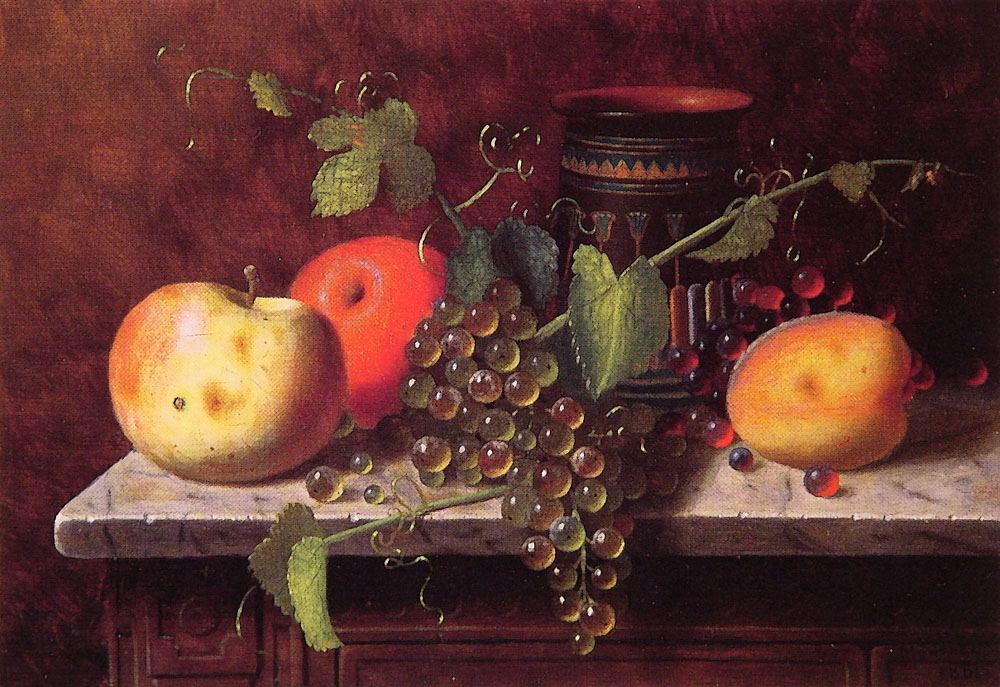 Bodegon Con Fruta Y Jarron Harnett — Michael Harnett