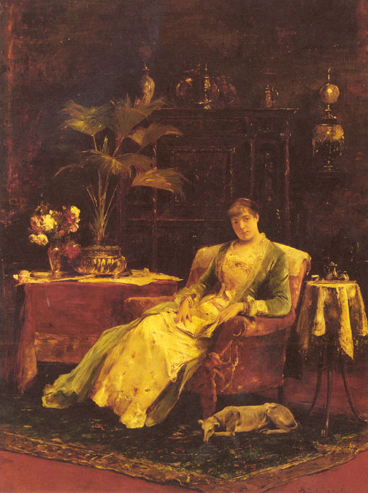 Dama Sentada En Elegant Interior Munkacsy — Mihaly Munkacsy