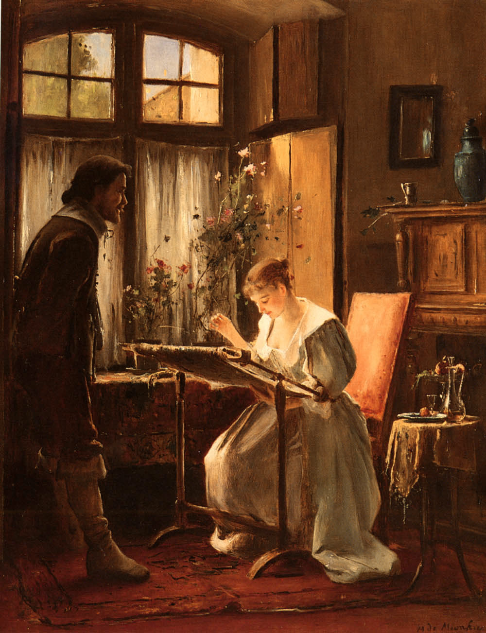 Dama Sentada En Her Needlework Munkacsy — Mihaly Munkacsy
