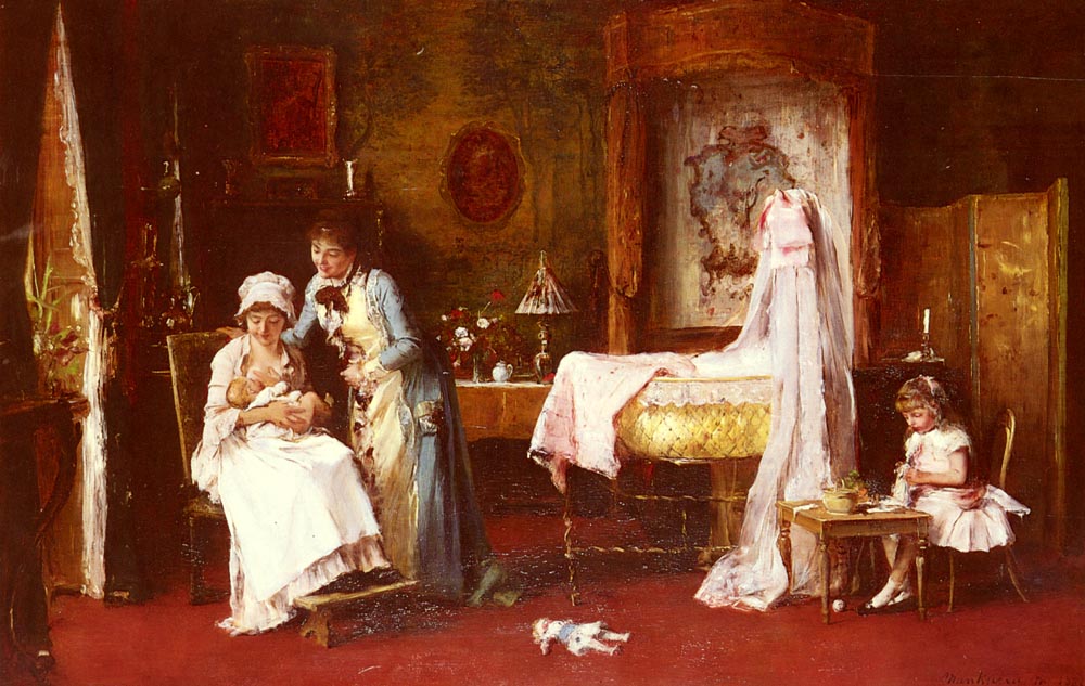 Maternal Happiness Munkacsy — Mihaly Munkacsy