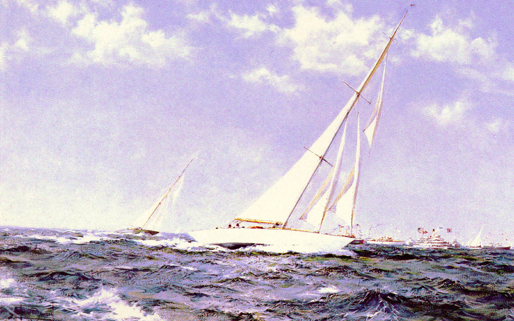 Americas Taza Race Yachts Resolute Y Shamrock Dawson — Montague Dawson