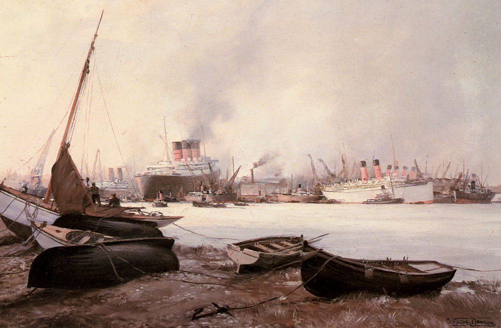 Reina Mary En Southampton Dawson — Montague Dawson