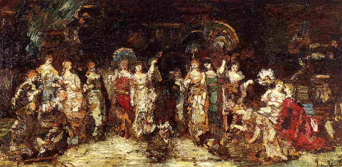 Cock Fight En Front De Grupo De Joven Mujeres Monticelli — Monticelli