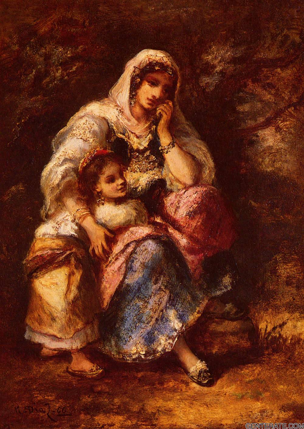 Gypsy Madre Y Nino Pena — Narcisse Virgile Diaz De La Pena