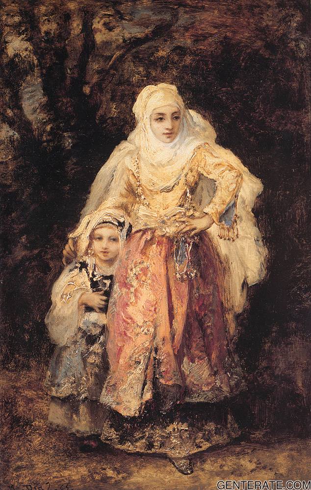 Oriental Mujer Y Her Daughter Pena — Narcisse Virgile Diaz De La Pena