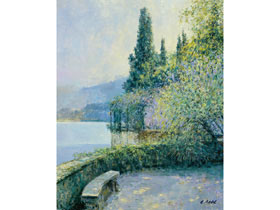 Tarde Vista De Lago Como De Villa Cipressi Neal — Neal